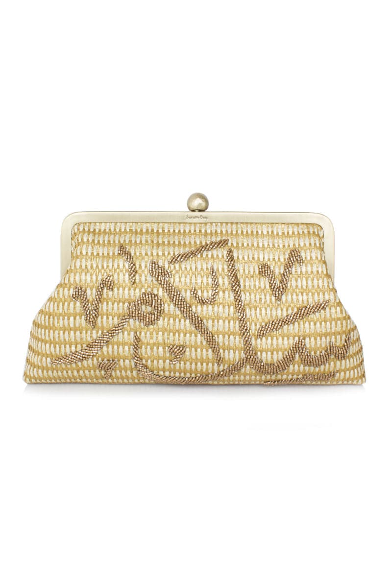 CALLIGRAPHY GOLD SALAM CLUTCH - CULT MIA