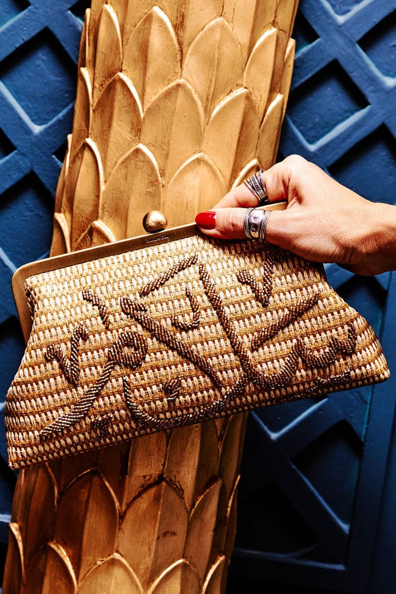CALLIGRAPHY GOLD SALAM CLUTCH - CULT MIA