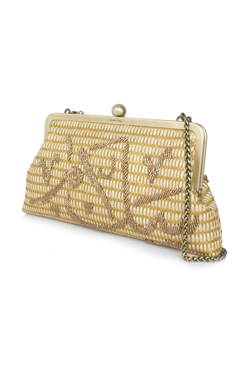 CALLIGRAPHY GOLD SALAM CLUTCH - CULT MIA