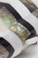 Freya Rose Calypso Mother of Pearl clutch bag with elegant design and shimmering surface, perfect for evening occasions.