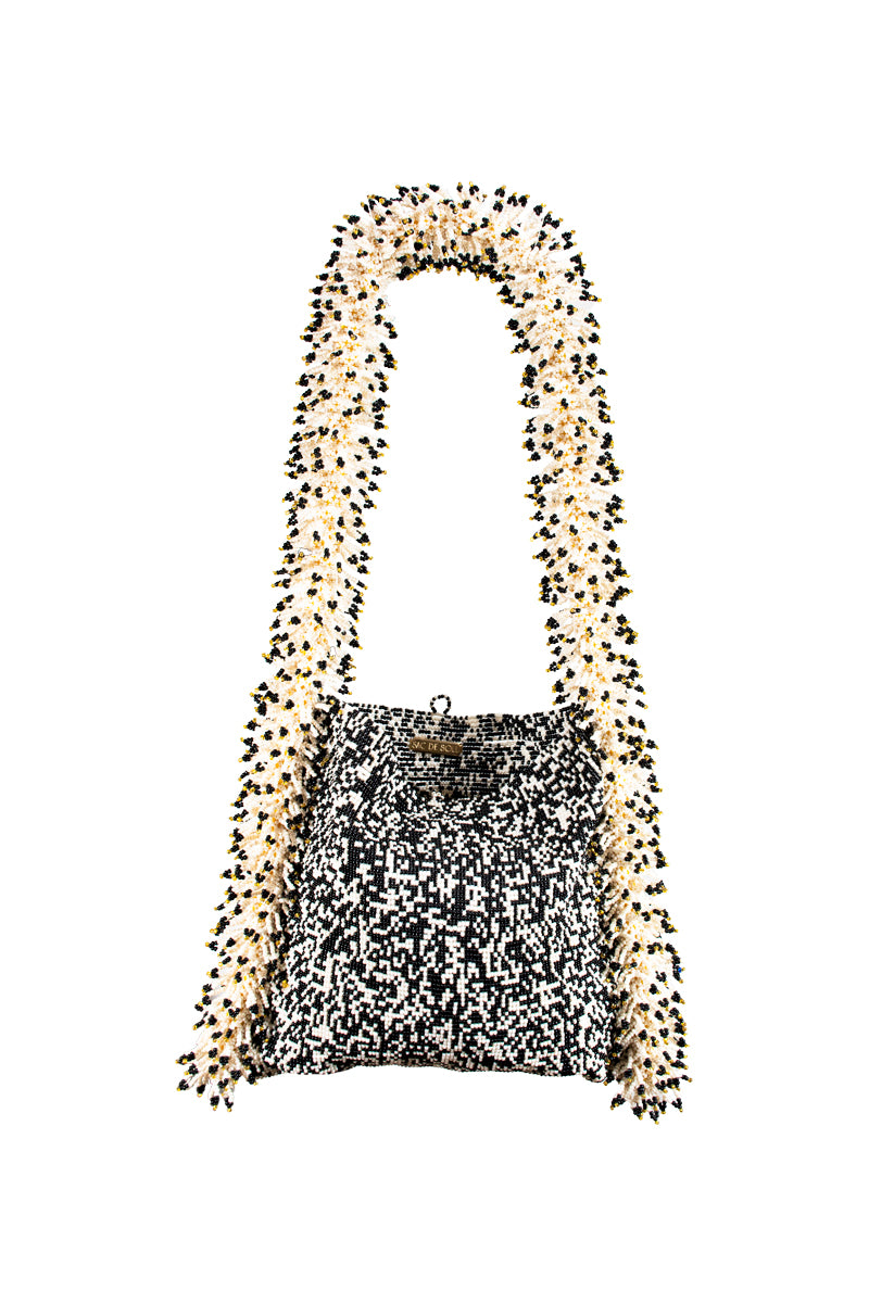 CAMILA CREAM GREY AND BLACK BAG - CULT MIA