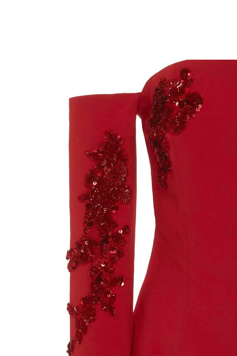 SemSem Camille jacket in vibrant red, lightweight top with detailed stitching and stylish design, perfect for casual wear.
