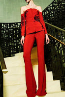 SemSem Camille jacket in vibrant red, front view showing tailored design and classic collar, perfect for stylish tops.