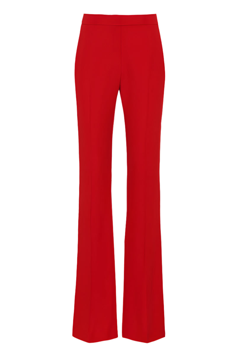 Red SemSem Camille pant with flat front, stylish and comfortable women's pants shown from a front view.