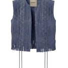 Double A Caniayla II suede vest in blue, featuring a stylish sleeveless design with soft suede fabric and a modern fit.