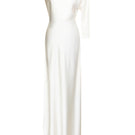 Elegant white Cannes Pearl Dress gown by Matters, featuring intricate pearl embellishments and flowing fabric.