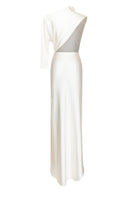 White Cannes Pearl Dress gown by Matters featuring elegant pearl embellishments and a flowing silhouette.