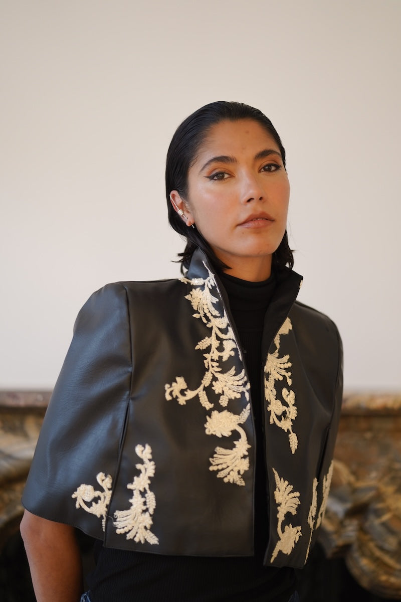 Nadya Shah Cape Victoire jacket in stylish fabric with a tailored fit, featuring detailed stitching and a modern design.