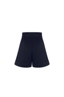 Navy blue Capriccio shorts by ANA + MARIA, shown in a ghosted photo with relaxed fit and waistband detail.