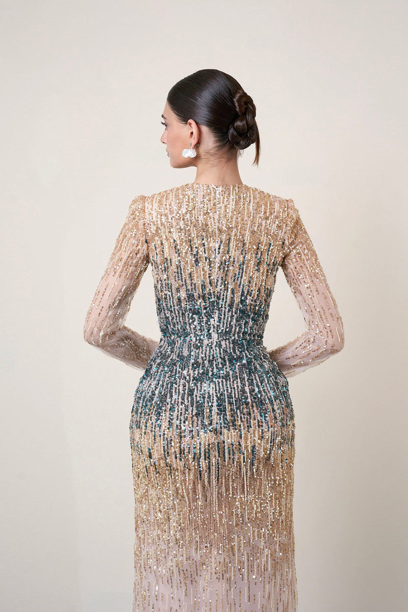OMBRE CRYSTAL 3D FLOWER DRESS | CULT MIA | HACCHIC COUTURE OMBRE CRYSTAL 3D FLOWER DRESS | CULT MIA | HACCHIC COUTURE