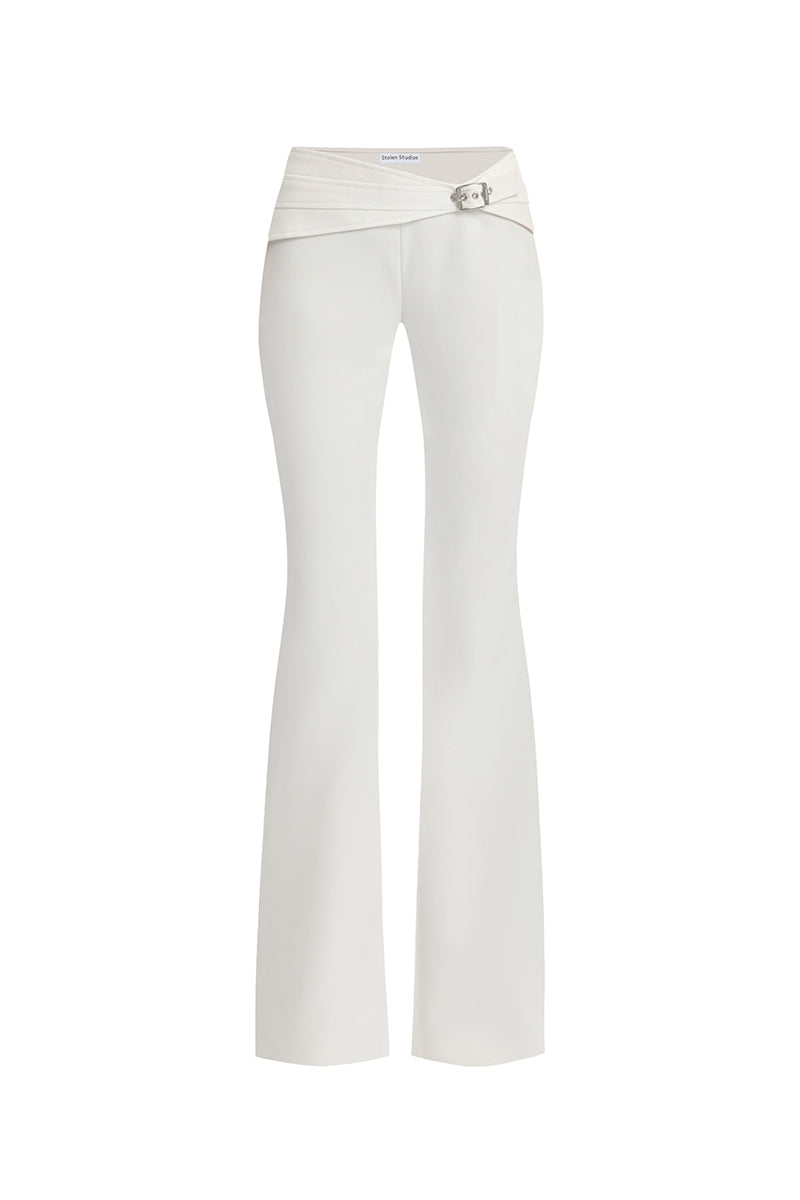 Off-white Carats Belt Pants by Stolen Stores showing relaxed fit with belt detail and stylish design.