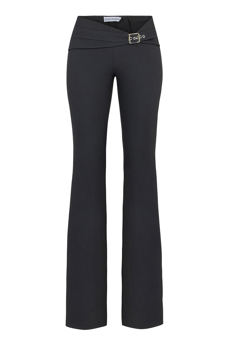 Stolen Stores Carats Black Belt Pants featuring a stylish belt detail, slim fit design, and classic black fabric.