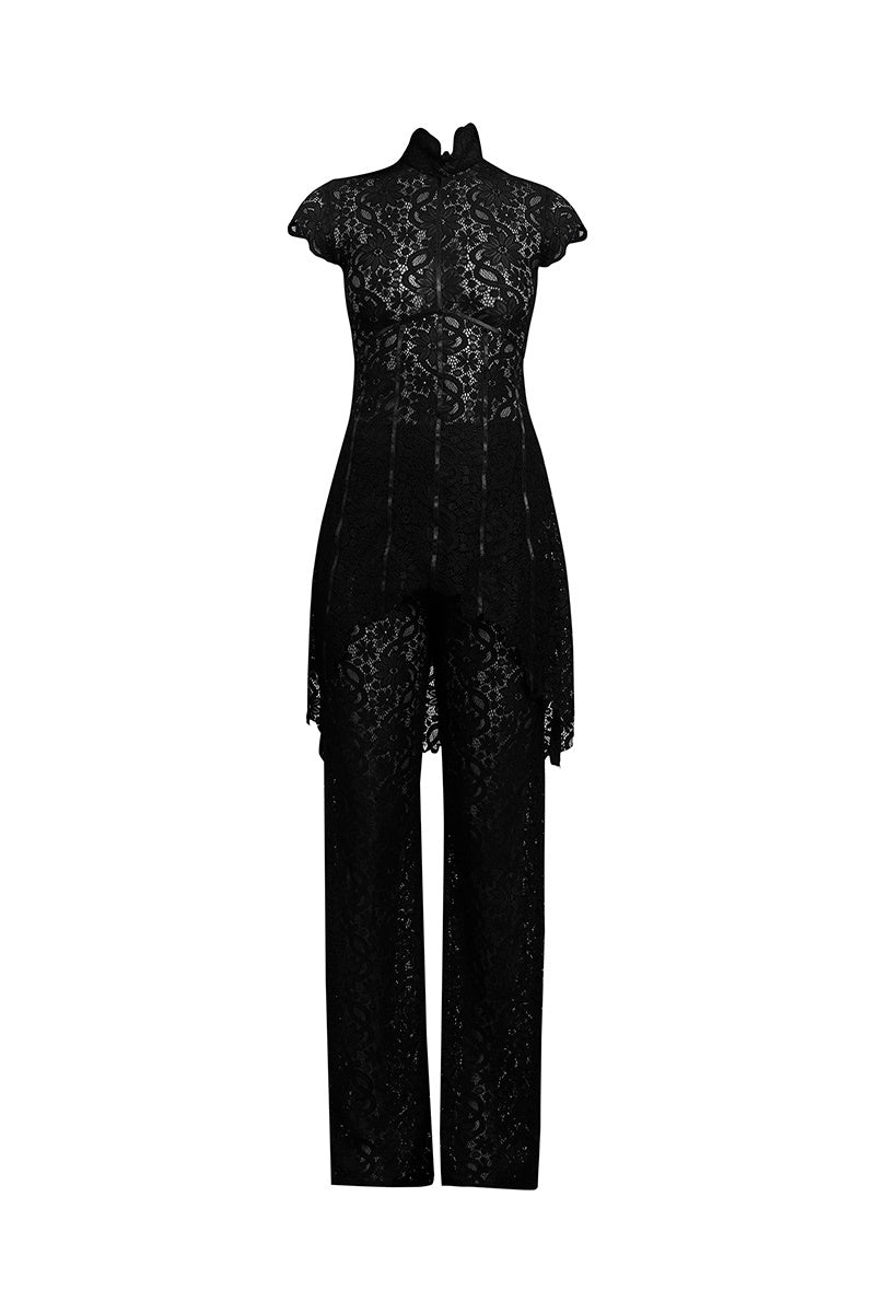 Deme By Gabriella Carly black co-ord set featuring a fitted top and matching pants, stylish and comfortable for casual wear.