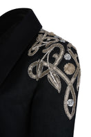Nadya Shah Carmen black jacket, stylish blazer with tailored fit and classic lapel, suitable for casual or professional wear.