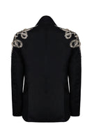 Nadya Shah Carmen black jacket, stylish blazer with structured fit, featuring lapels and long sleeves, perfect for casual or formal wear.