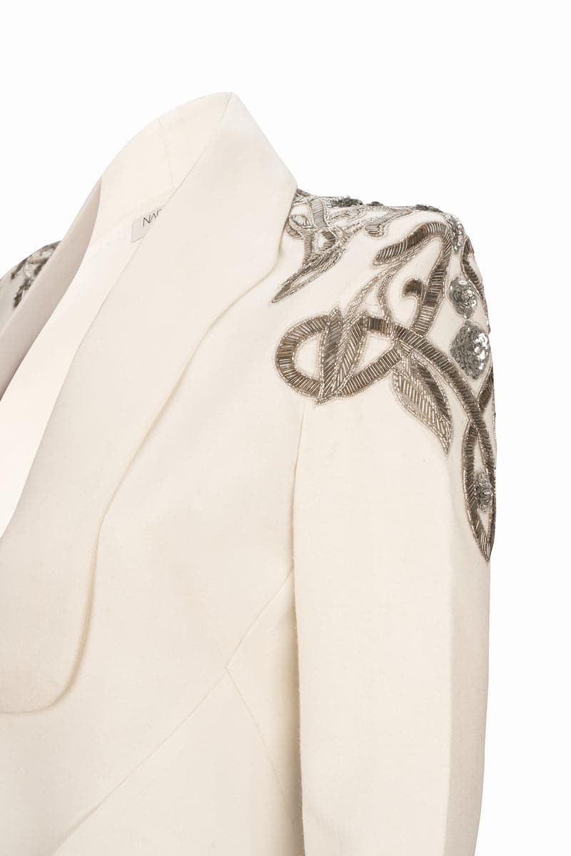 CARMEN CREAM EMBELLISHED BLAZER - CULT MIA