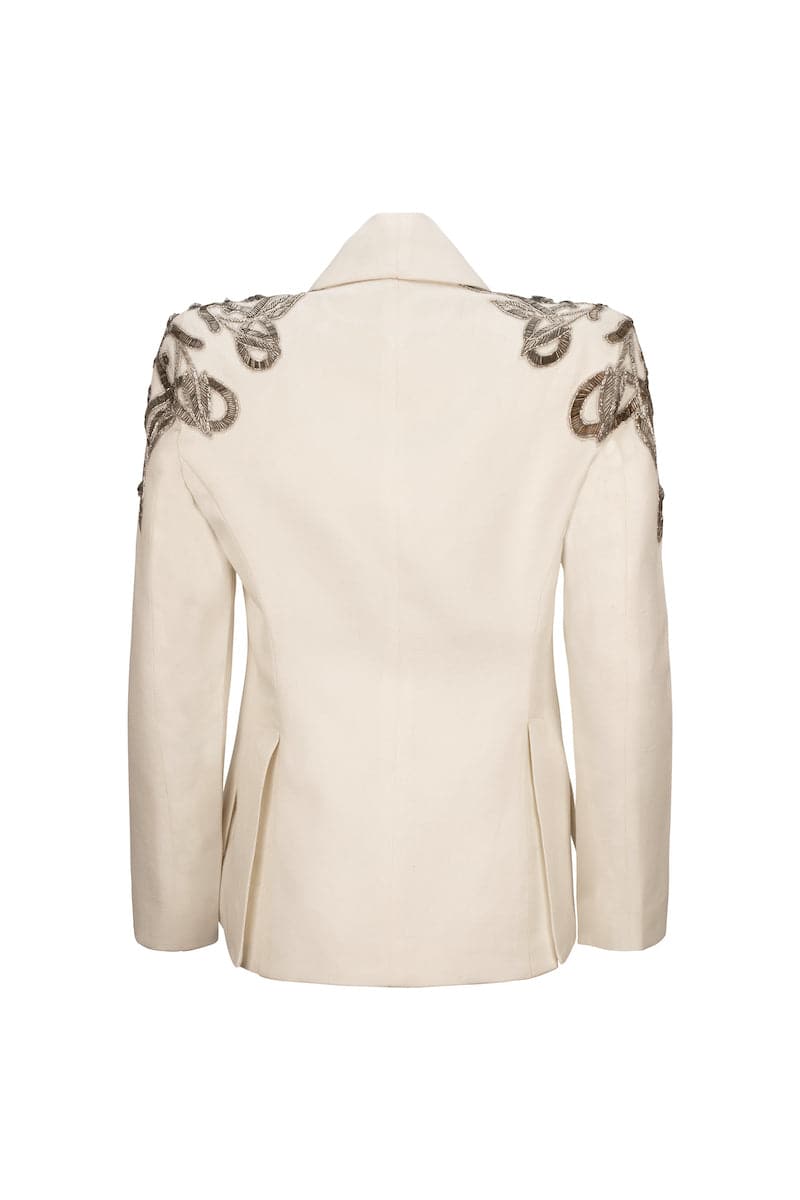 CARMEN CREAM EMBELLISHED BLAZER - CULT MIA