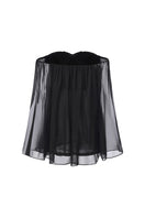 Black off-shoulder mini dress by Nana Jacqueline, featuring a fitted silhouette and stylish design, shown from the back.