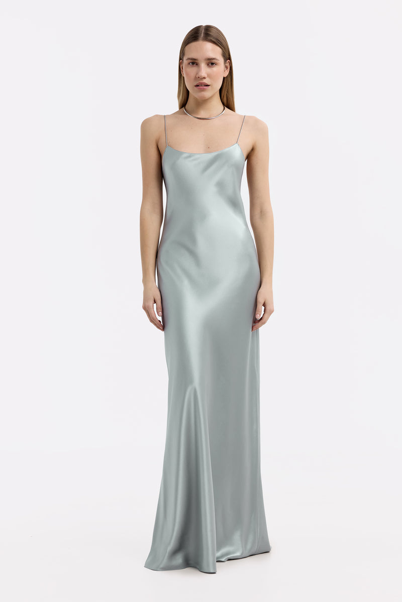 CAROLYN MOONSTONE SCOOP-NECK SILK SATIN MAXI DRESS | CULT MIA | Serenity CAROLYN MOONSTONE SCOOP-NECK SILK SATIN MAXI DRESS | CULT MIA | Serenity