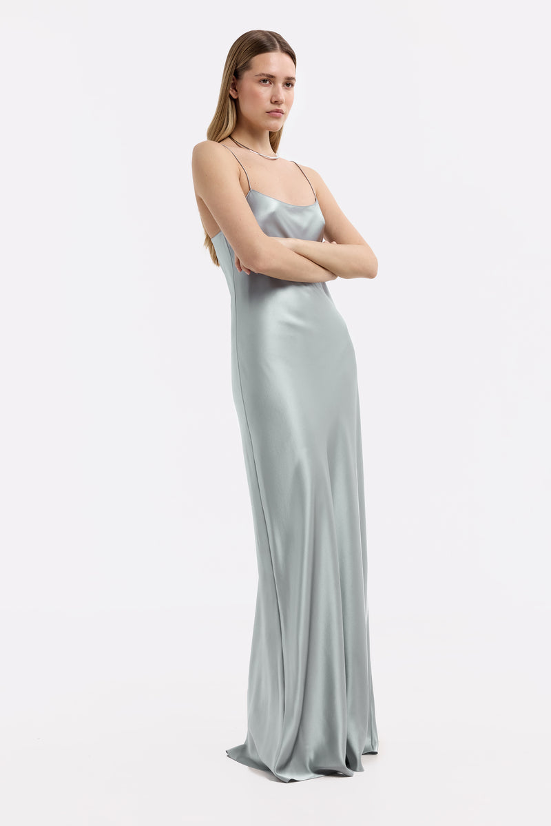 Serenity CAROLYN MOONSTONE SCOOP-NECK SILK SATIN MAXI DRESS Serenity CAROLYN MOONSTONE SCOOP-NECK SILK SATIN MAXI DRESS