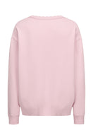 Pink Nana Jacqueline Carrie cardigan displayed from the back, featuring soft knit fabric and a relaxed fit.