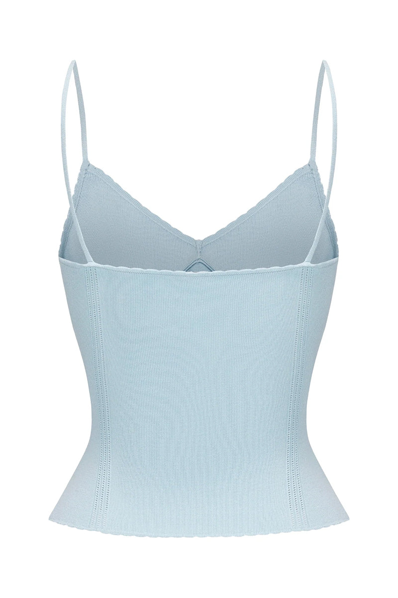 Nana Jacqueline Carrie Top in blue, back view showing stylish short sleeves and relaxed fit, perfect for casual wear.