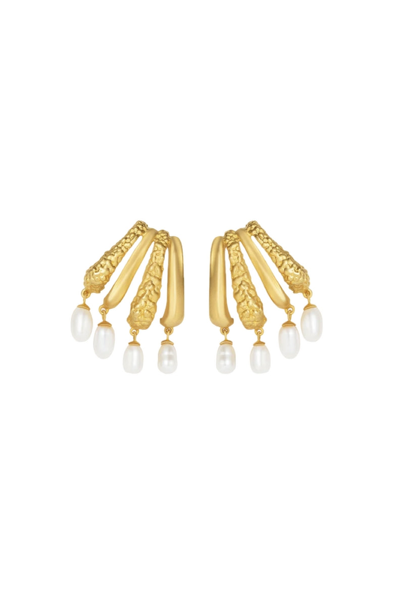 Gold Cassandra earrings by Jude Benhalim featuring elegant, handcrafted jewelry with intricate design details.