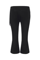 Black Cassia Capri flared pants by Nana Jacqueline, shown from the back, featuring a fitted waist and wide-leg silhouette.