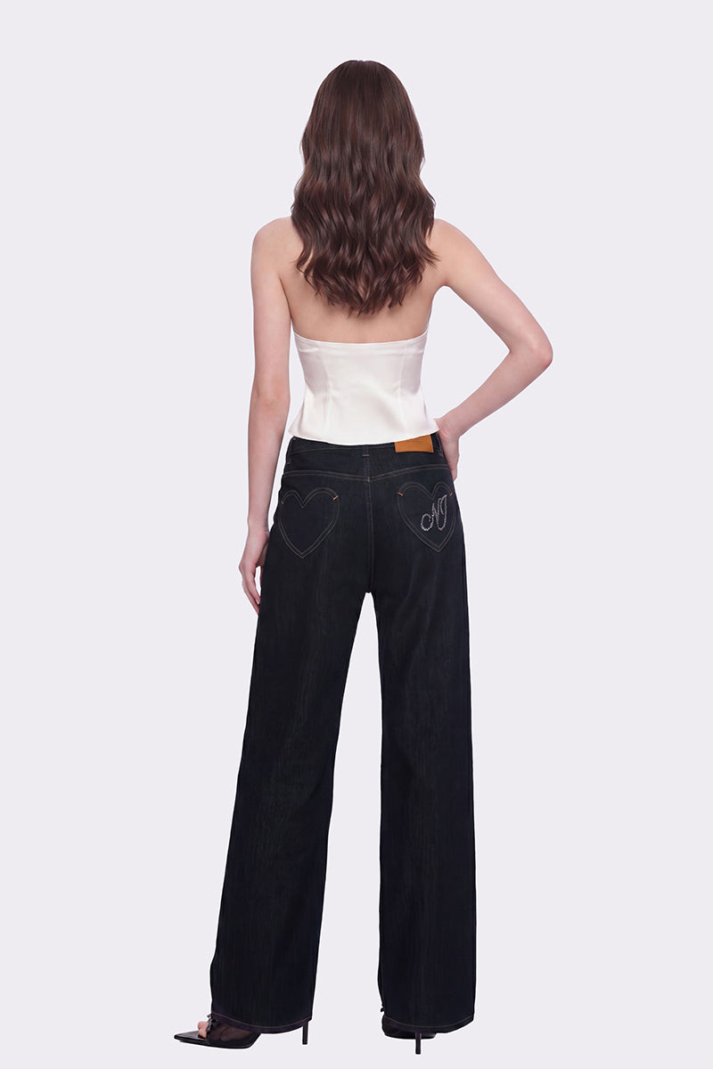 Nana Jacqueline Catalina denim pants with heart-shaped back pockets, stylish casual jeans for women.