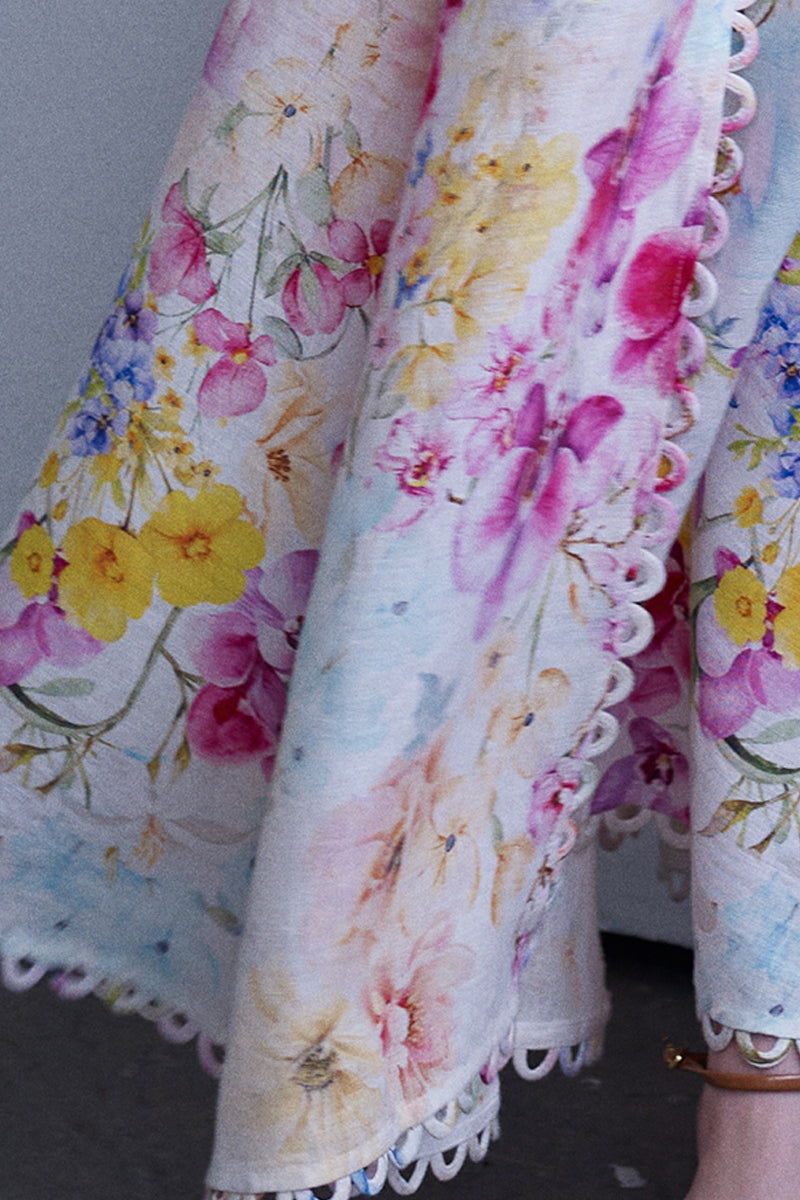 AISA Celina maxi dress in flowing fabric with a stylish neckline, displayed on a hanger against a neutral background.