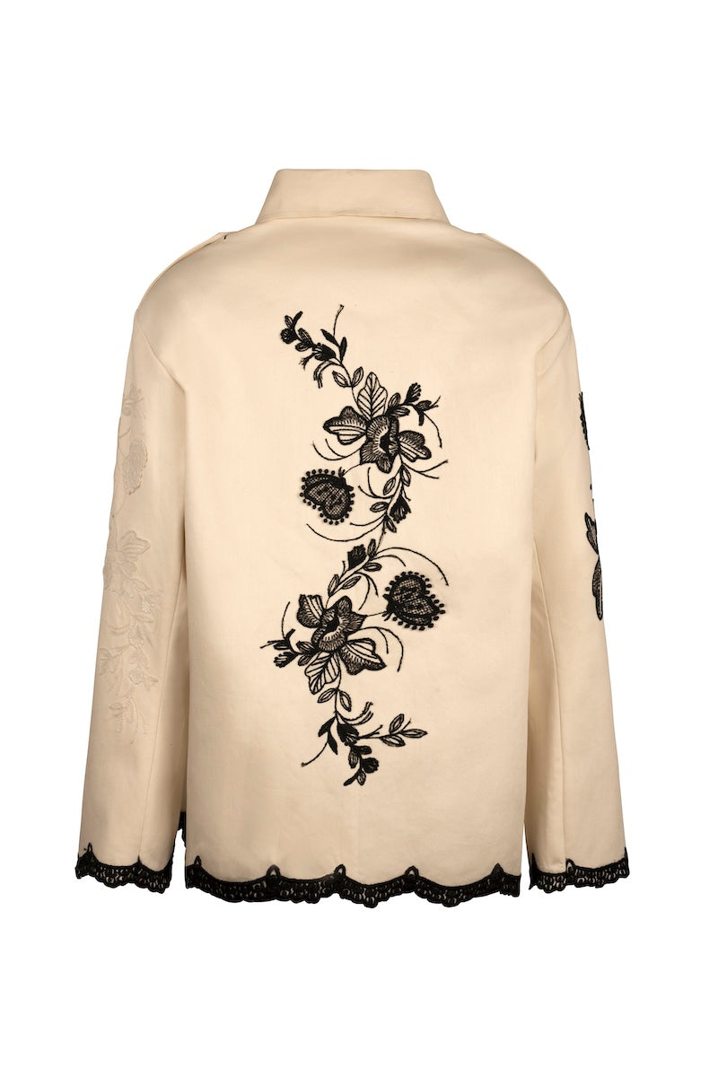 Nadya Shah CELINE CARGO jacket shown from the back, featuring a stylish cargo design with multiple pockets and a modern silhouette.