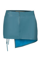 Celine leather mini skirt in vibrant cerulean blue, stylish and fitted, from Double A.