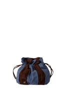 Double A Charlie II suede shoulder bag in blue, showing the sleek design and soft suede material.