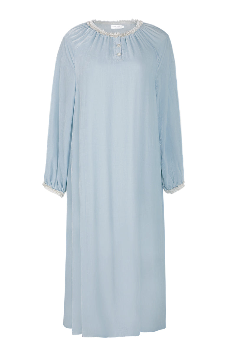 CHARLOTTE VELVET MIDI DRESS IN BLUE - CULT MIA