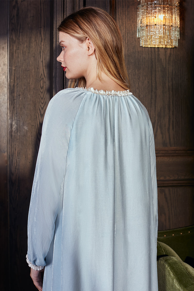 CHARLOTTE VELVET MIDI DRESS IN BLUE - CULT MIA