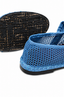 Flabelus Isabella blue flats with rounded toe and comfortable slip-on design, perfect for casual and professional wear.