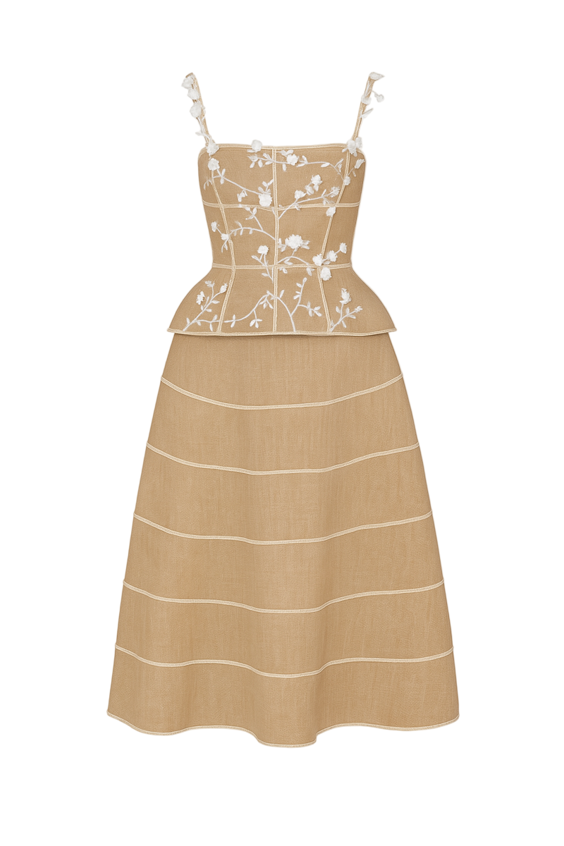 GIOVANNA A-LINE SQUARE NECK TWEED MIDI SET