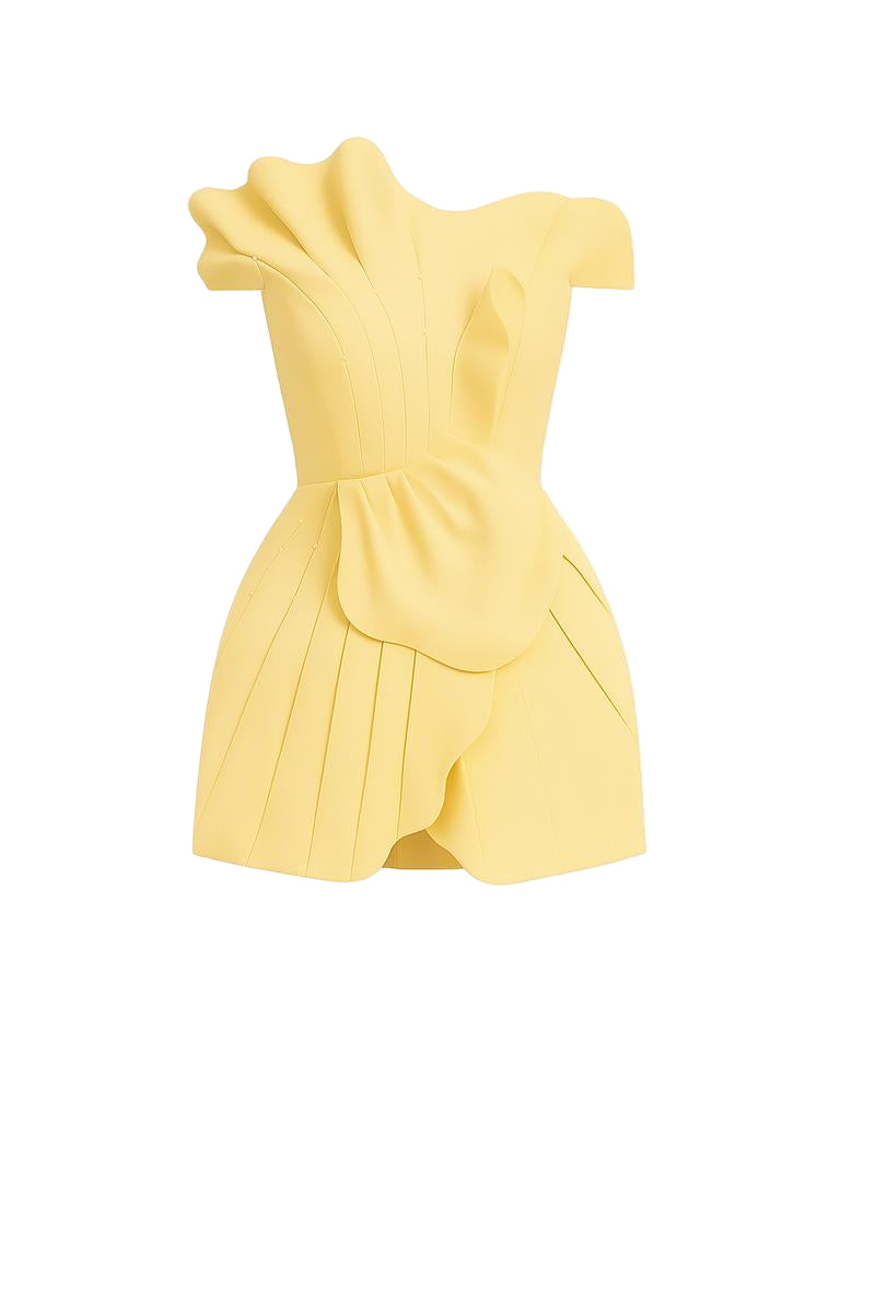 ROSALBA A-LINE CAP SLEEVED POLY COTTON MINI DRESS