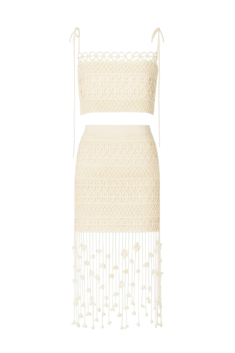 MEADOW SHEATH HIGH WAIST LACE MIDI SET