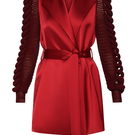 Red Liya cherry jacket featuring a classic design with a fitted silhouette and button closure, perfect for casual wear.
