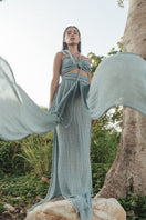 Kasia Kulenty Chiara Set in Aqua, stylish co-ords with matching top and pants, in vibrant aqua color, casual and trendy.
