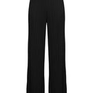 Black wide-leg pants by Maylé Vásquez, featuring a relaxed fit and stylish design, shown on a model.