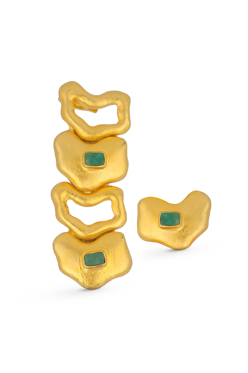 Gold circle ear climber earrings by Fenomena, featuring sleek, curved design that follows the ear's contour.