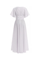 Off-white circle gown by Maylé Vásquez featuring a flowing, elegant design perfect for formal occasions.
