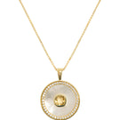 Gold vermeil November birthstone citrine and mother-of-pearl necklace by Freya Rose featuring a elegant pendant design.