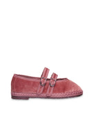 Flabelus Claire pink flats with pink piping, stylish slip-on shoes featuring a sleek design and comfortable fit.