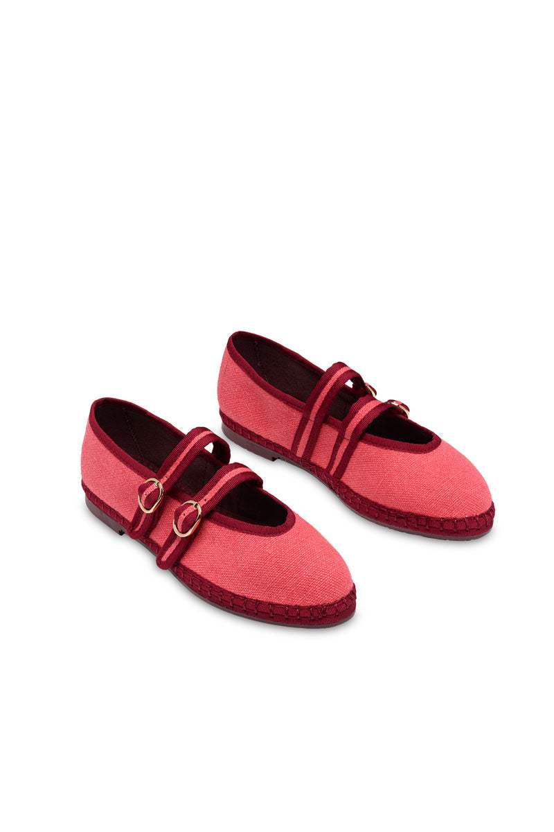 Flabelus Claire Cherry flats, stylish slip-on shoes in cherry red, featuring a sleek design and comfortable fit.