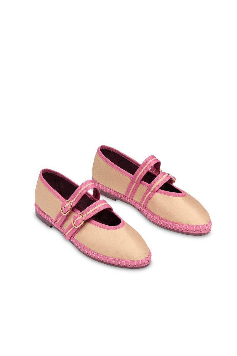 Flabelus Claire Gold Flats with pointed toe design and sleek gold finish, perfect for casual or dressy occasions.
