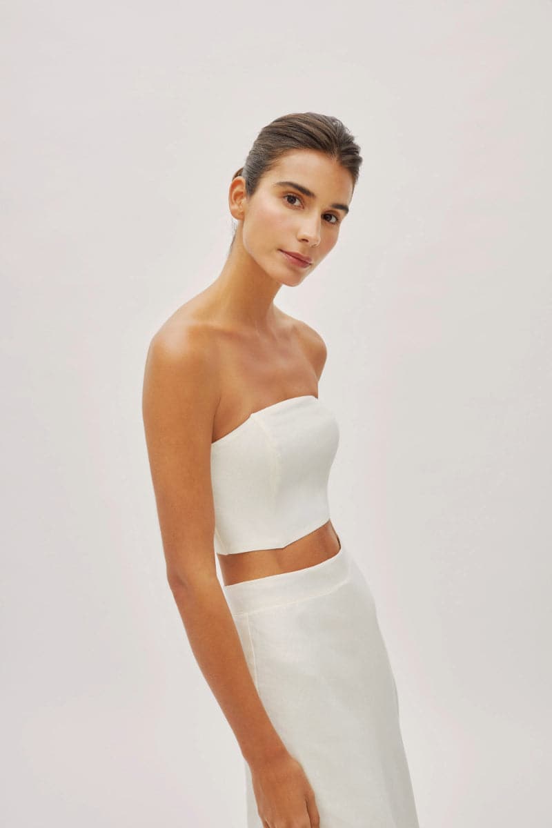 CLARA ECRU LINEN BANDEAU MAXI SKIRT - CULT MIA