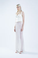 Beige classic fishtail maxi skirt by Stolen Stores, flowing design with a fitted waist and elegant silhouette.
